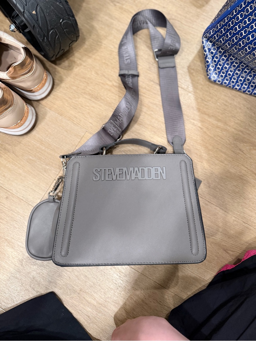 Steve Madden Gray Crossbody Bag with Detachable Pouch
